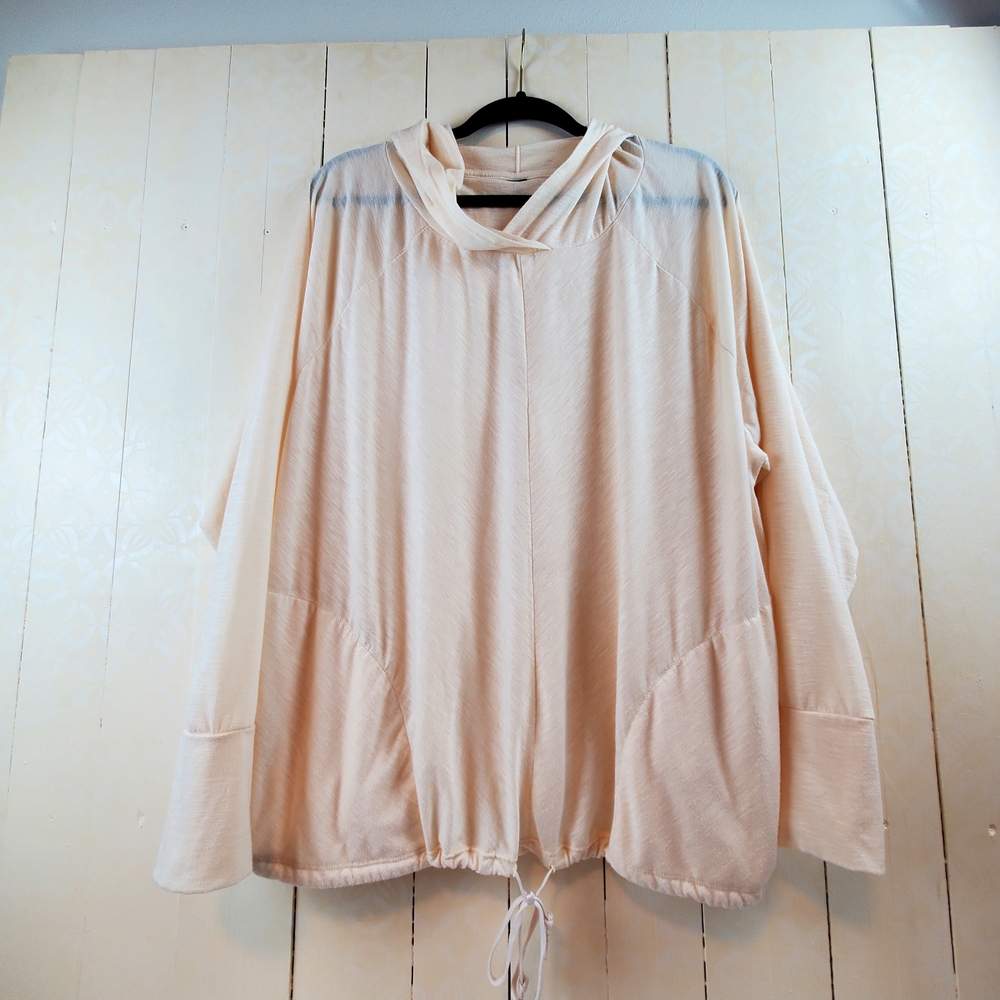 Cream Lightweight Hoodie or Swim Cover-Up w/ Side Pockets